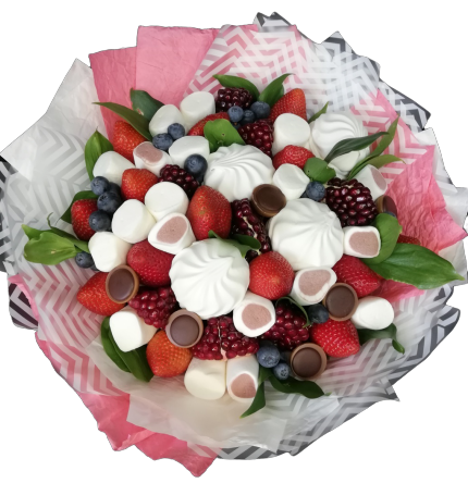 Букет из ягод, зефира и маршлеллоу - Фото 1
