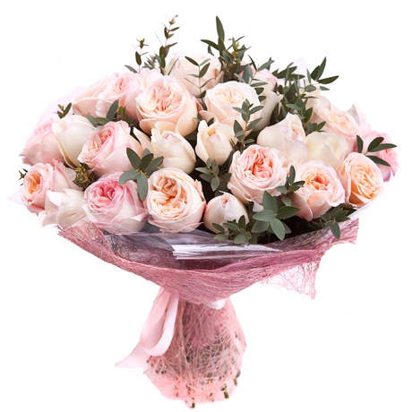 Букет из 35 пионовидных роз Джульетта и Пинк Охара - Фото 1