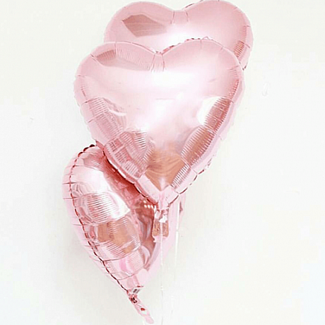 3 розовых гелиевых шара Сердцем - Фото 1