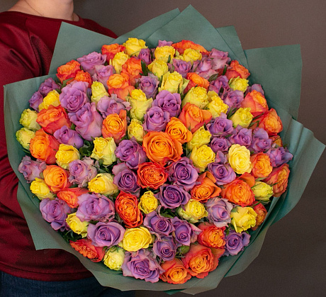 101 кенийская роза яркая микс три цвета 40см - Фото 1