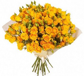 19 желтых кустовых роз