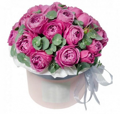 Пионовидные розы в коробке Грация - Фото 1
