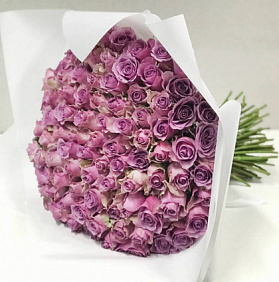 101 фиолетовая роза Кения 40см