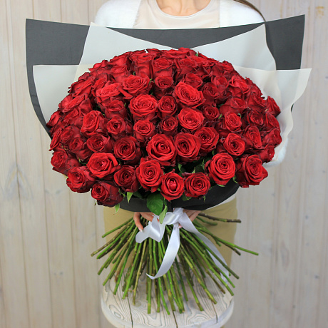 101 красная роза 60 см - Фото 5