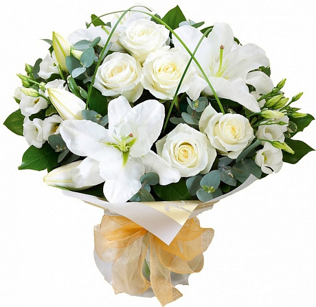 Букет из лилий и белых роз Ваниль - Фото 1