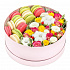 Большая розовая коробка с цветами и макарони средняя 20 - Фото 1