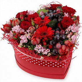 Коробка с цветами Пылкая любовь