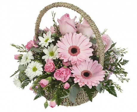 Цветы в корзине на день влюбленных «Фламинго» - Фото 1