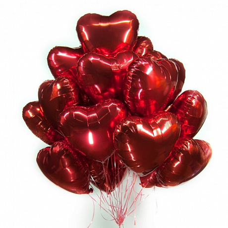 25 красных гелиевых шаров Сердцем - Фото 1