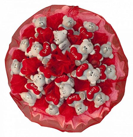 Букет из игрушек 17 мишек Тедди - Фото 1