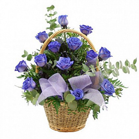 Синие розы в корзине "Городской романс"