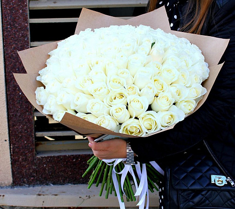 101 белая роза 60см - Фото 1