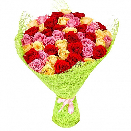 50 разноцветных роз 60 см - Фото 1