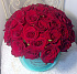 35 красных роз в средней шляпной коробке Тиффани - Фото 1
