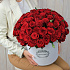 51 красная роза в шляпной коробке - Фото 1