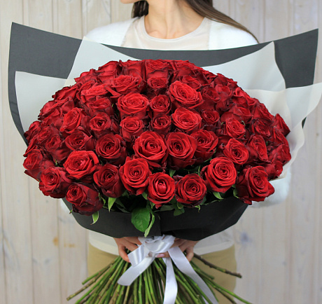 101 красная роза 60 см - Фото 1