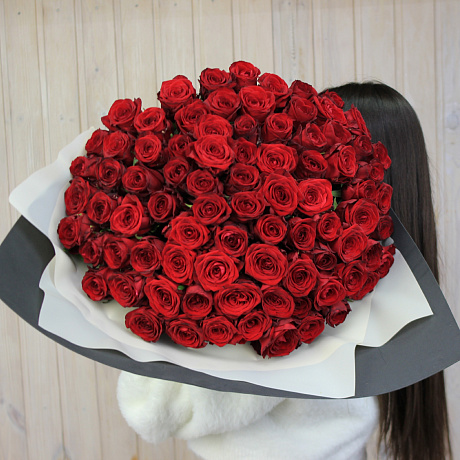 101 красная роза 60 см - Фото 2