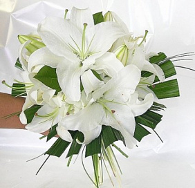 Свадебный букет из лилий купить цветы искусственные купить спб