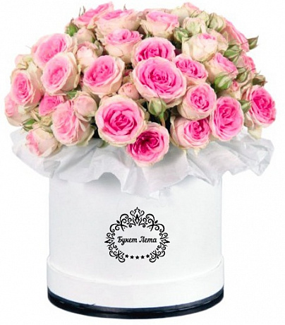 9 кустовых роз в шляпной коробке - Фото 1