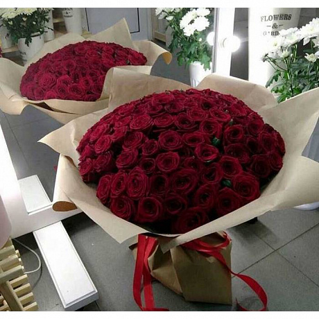 101 красная роза Ред Наоми 40 см - Фото 1