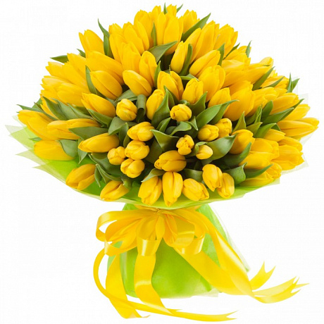 Букет из 101 желтого тюльпана - Фото 1
