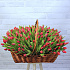 301 красный тюльпан в корзине - Фото 2