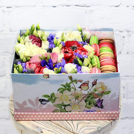Цветы и макарони в коробке большой 15 - Фото 3