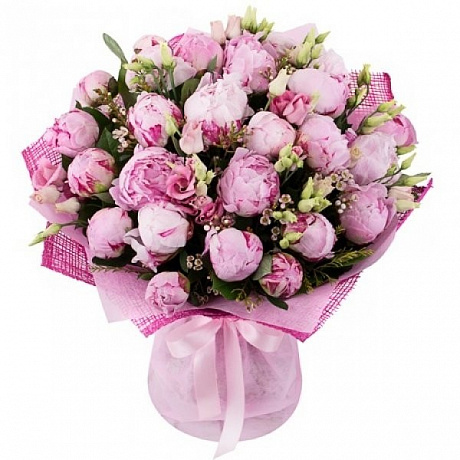 Букет розовых пионов Бархатный рай - Фото 1