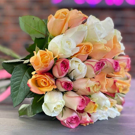 Букет кенийских роз Персиковый джем - Фото 1