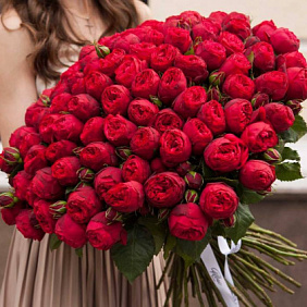 Букет из красных пионовидных роз Ред Пиано