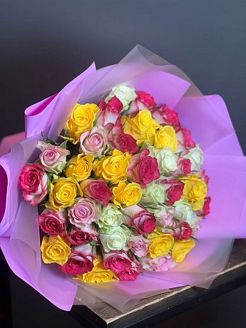 45 роз Кения микс - Фото 1