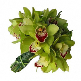 Зеленый букет невесты из орхидей